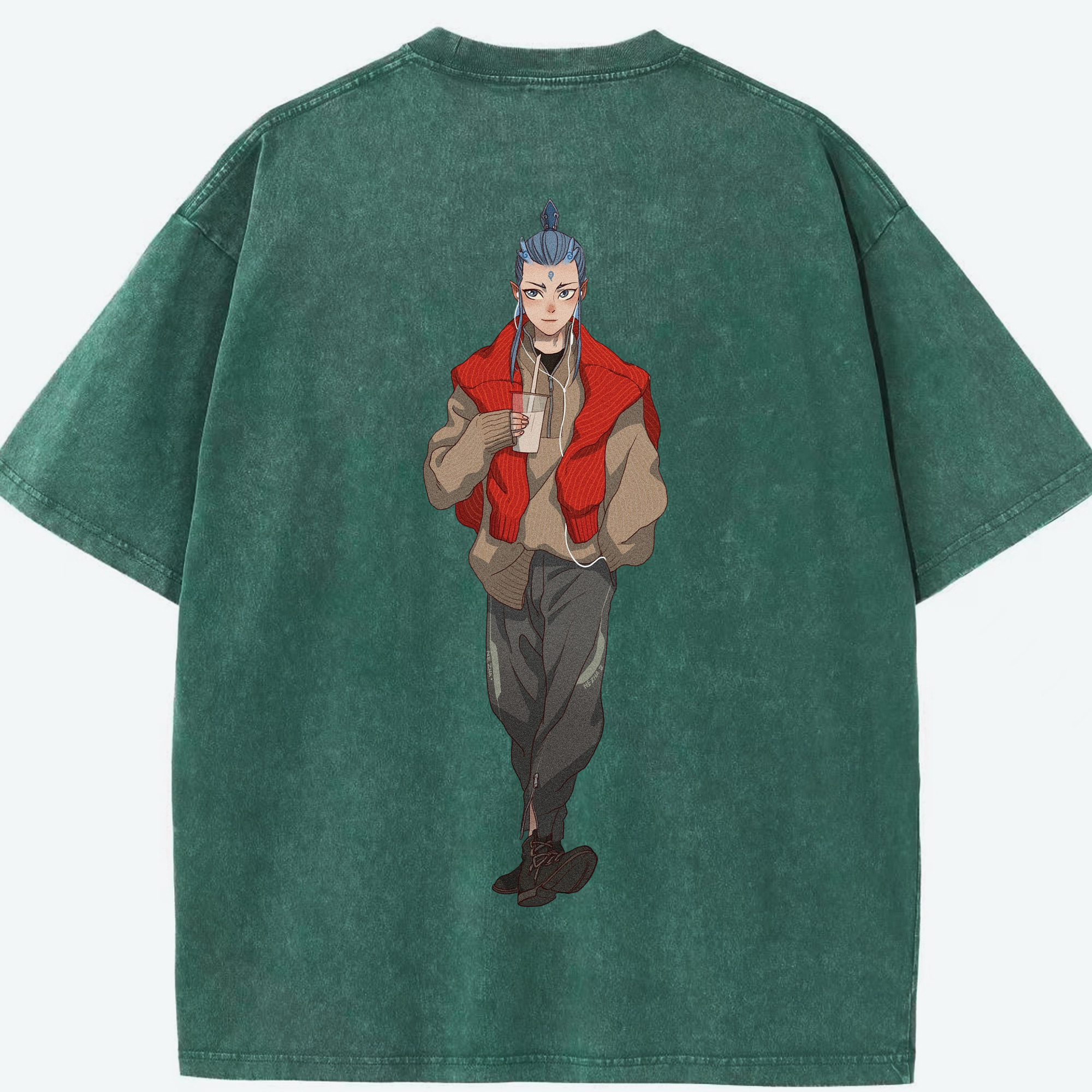 （画像用） Ne Zha 2 ナタ 魔童の大暴れ 綿100% ヴィンテージ風 半袖Tシャツ（背面プリント）